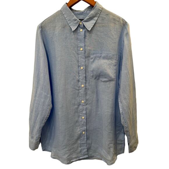 Gap Boyfriend Shirt Womens Linen Button Down Relaxed Light Blue Size M - Picture 1 of 7